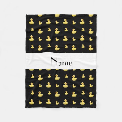 Personalized name black rubber duck pattern fleece blanket