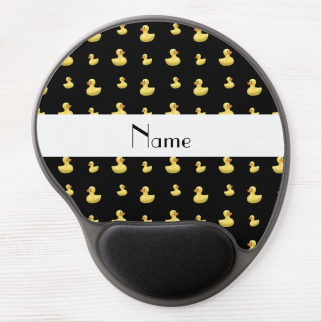 Personalized name black rubber duck pattern gel mouse pad (Front)