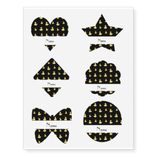 Personalized name black rubber duck pattern temporary tattoos