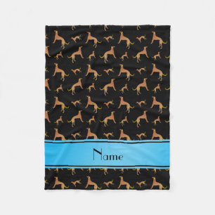 Personalized name black Saluki dogs Fleece Blanket