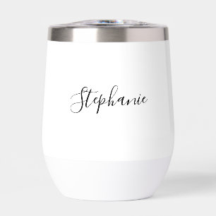 Personalized name Black Script Monogram Thermal Wine Tumbler