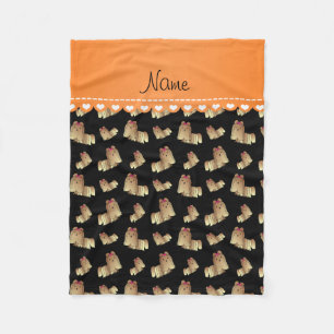 Personalized name black shih tzu dogs fleece blanket