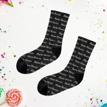 Personalized Name Black Socks by Liveandheal at Zazzle