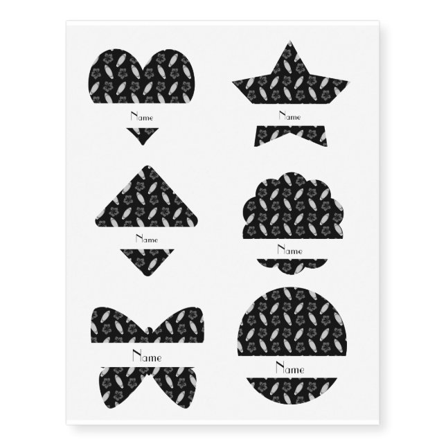 Personalized name black surfboard pattern temporary tattoos (Front)