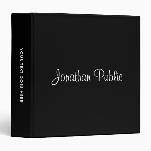 Personalized Name Black Template Typography 3 Ring Binder