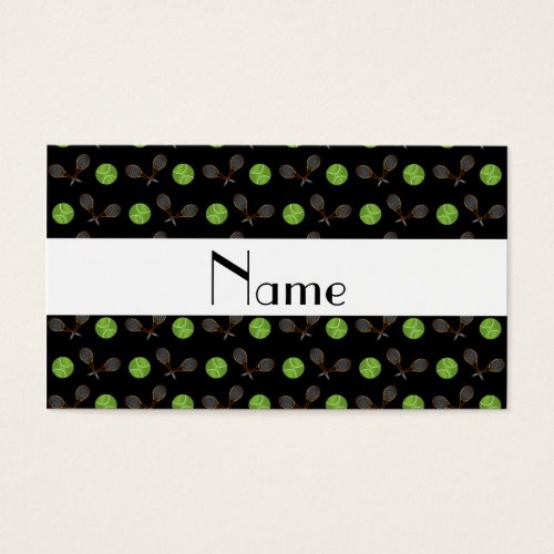 Personalized name black tennis balls business card