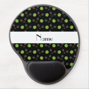 Personalized name black tennis balls gel mouse pad