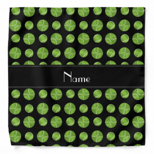 Personalized name black tennis balls pattern bandana