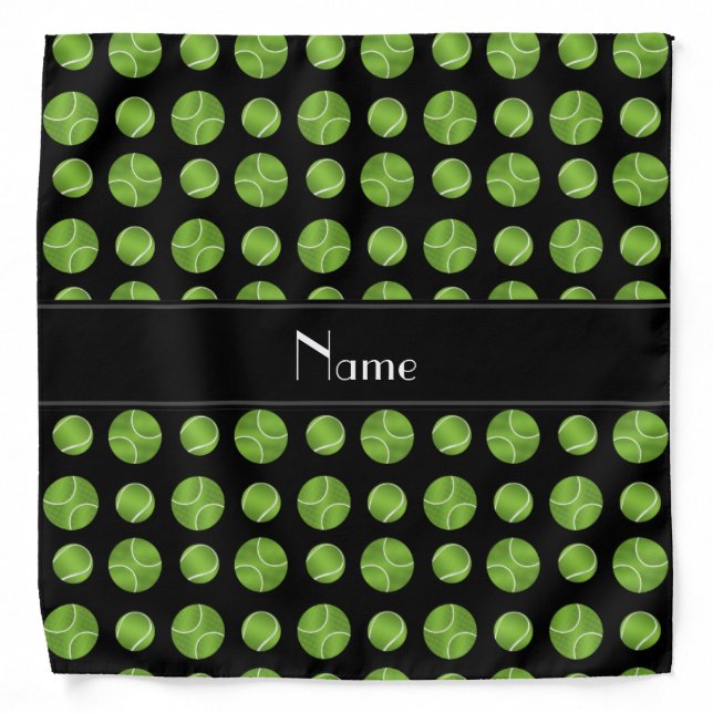 Personalized name black tennis balls pattern bandana (Front)