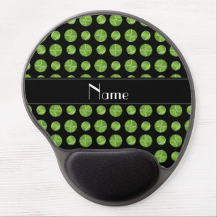 Personalized name black tennis balls pattern gel mouse pad