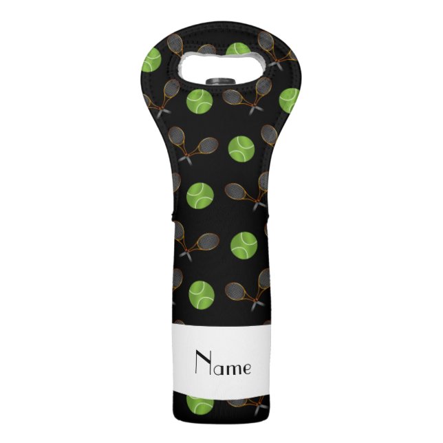 Personalized name black tennis balls wine bag (Back)