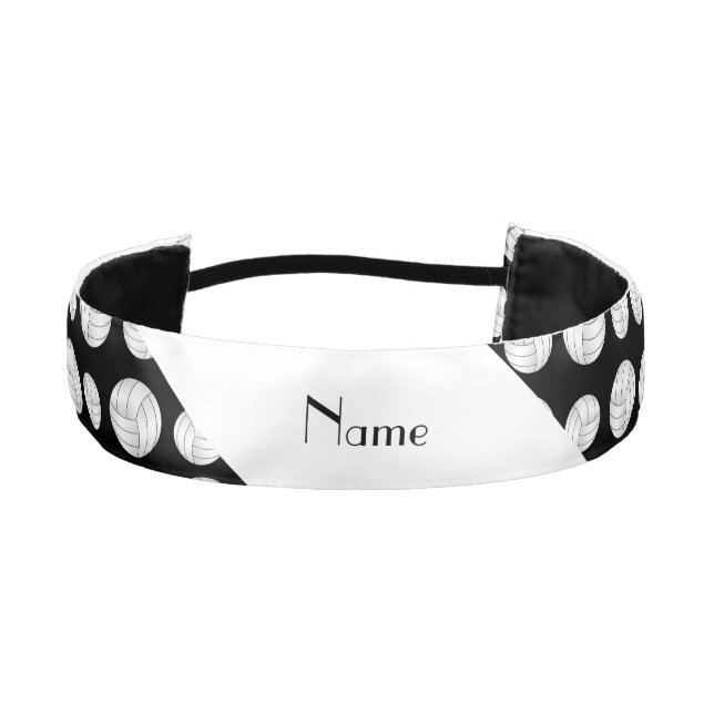 Personalized name black volleyball balls athletic headband (Front)