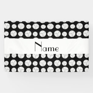 Personalized name black volleyball balls banner