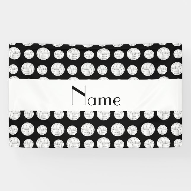 Personalized name black volleyball balls banner (Horizontal)