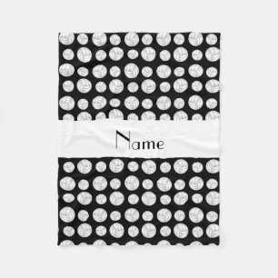 Personalized name black volleyball balls fleece blanket