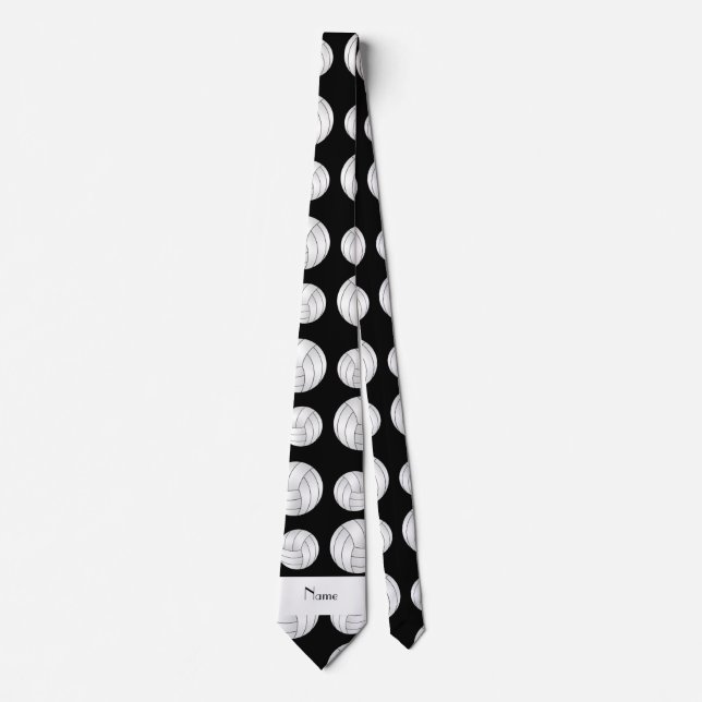 Personalized name black volleyball balls tie (Front)