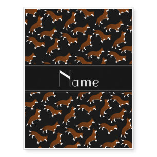 Personalized name black welsh corgi cardigan dogs temporary tattoos