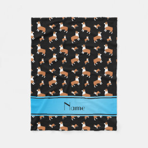 Personalized name black Welsh corgi pembroke dogs Fleece Blanket