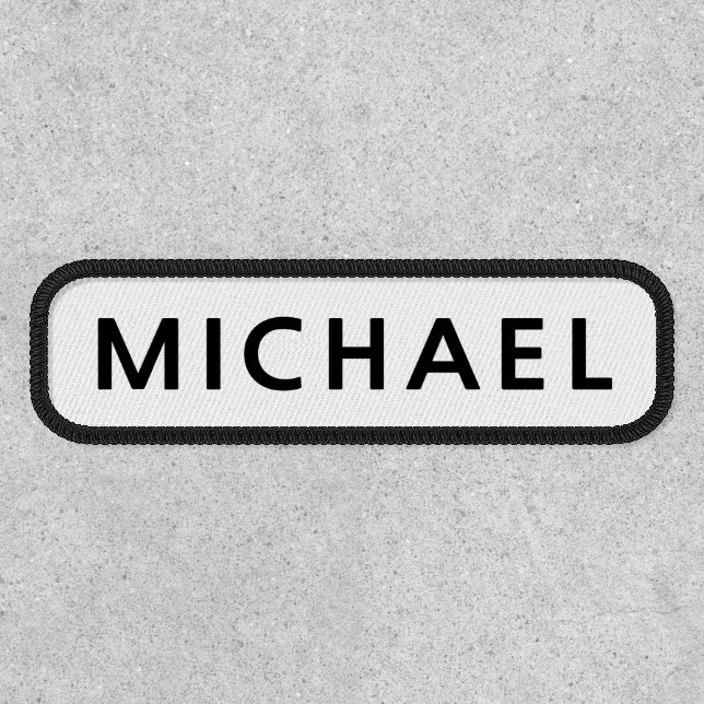 Personalized Name Black White Minimalist Patch (Front)