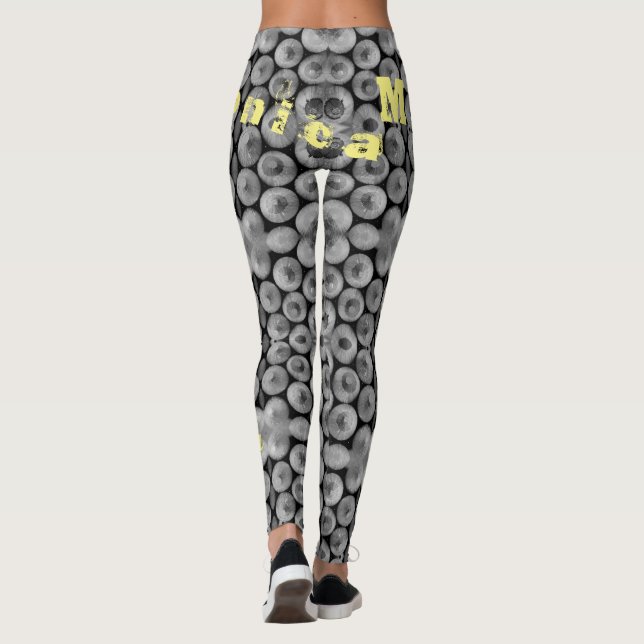 Personalized Name Black & White Pencil Leggings (Back)