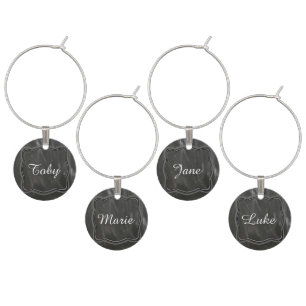 Personalized Name Black Wine Glass Charms