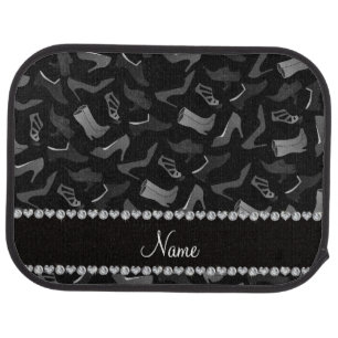 Personalized name black women's shoes pattern car floor mat