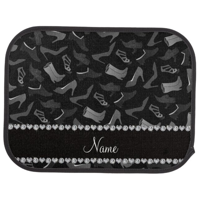 Personalized name black women's shoes pattern car floor mat (Rear)