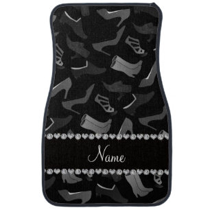 Personalized name black women's shoes pattern car mat