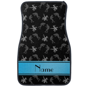 Personalized name black wrestlers car floor mat