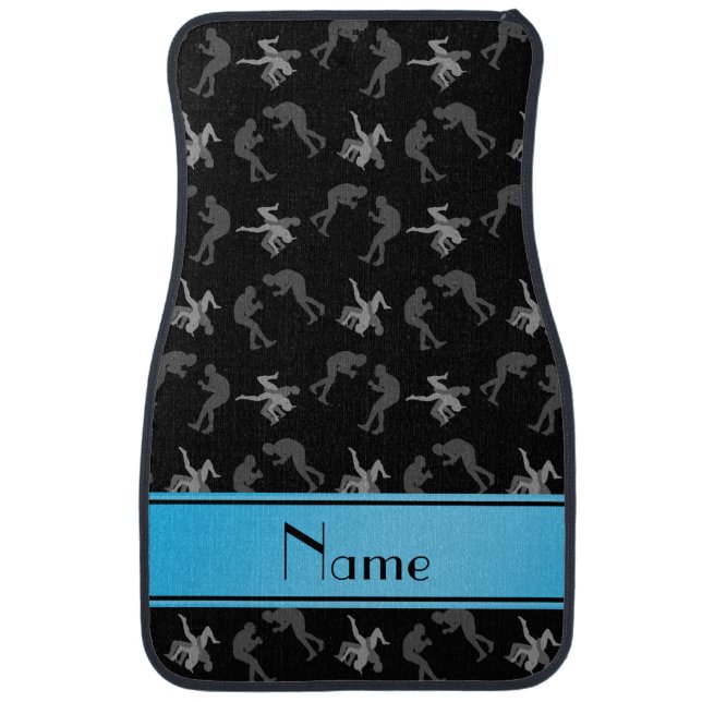 Personalized name black wrestlers car floor mat (Front)