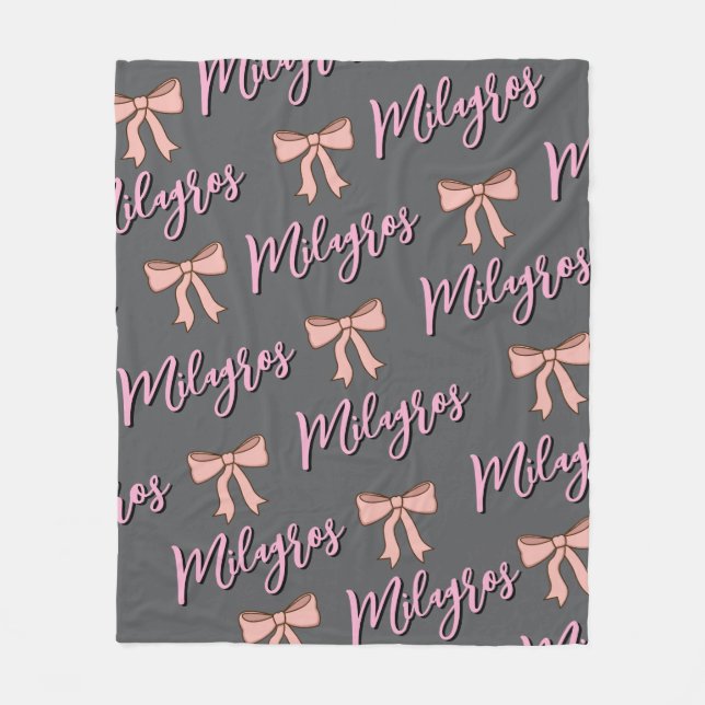 Personalized name blanket with bow, gift for girls (Front)