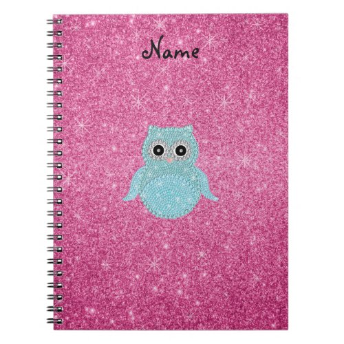 Personalized name bling owl diamonds notebook