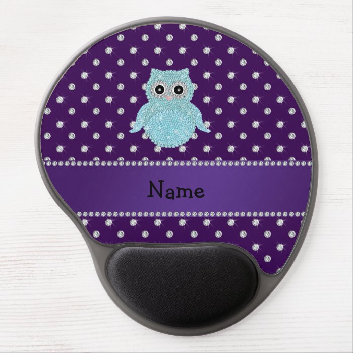 Personalized name bling owl diamonds purple diamon gel mousepad