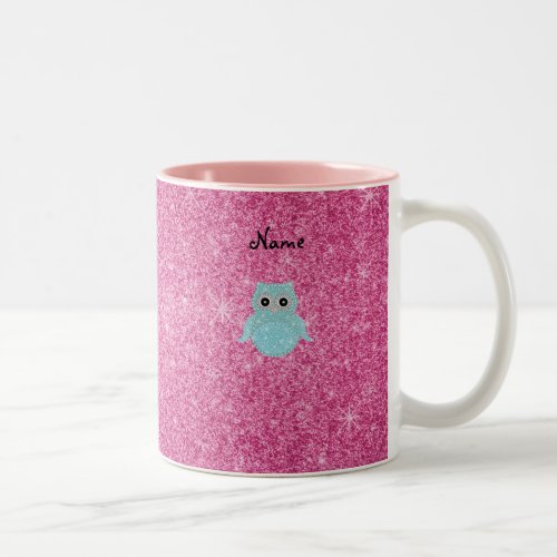 Personalized name bling owl diamonds Two_Tone coffee mug