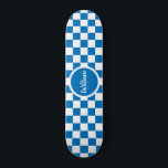 Personalized Name blue and white Checkerboard Skateboard<br><div class="desc">Personalized Name blue and white Checkerboard skateboard</div>