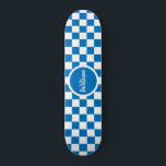 Personalized Name blue and white Checkerboard Skateboard<br><div class="desc">Personalized Name blue and white Checkerboard skateboard</div>