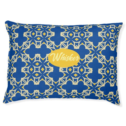 Personalized Name Blue and Yellow Royal Repose Pet Bed