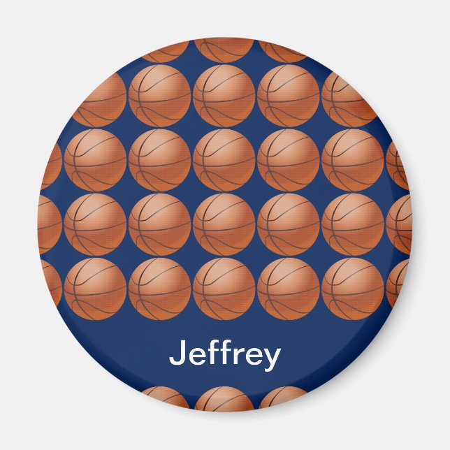 Personalized Name Blue background Basketball Magnet (Front)