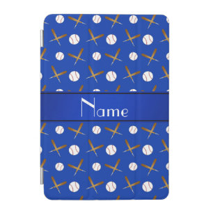 Personalized name blue baseballs bats iPad mini cover