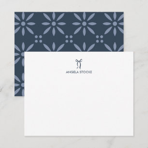 Personalized Name Blue Bow Note Card