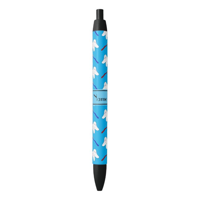 Personalized name blue brushes and tooth pattern pen (Front Vertical)