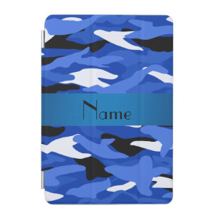 Personalized name blue camouflage iPad mini cover