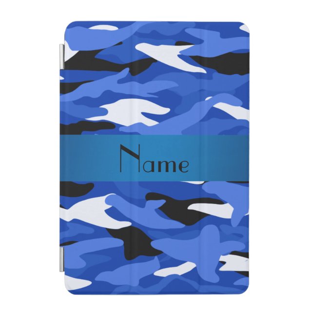 Personalized name blue camouflage iPad mini cover (Front)