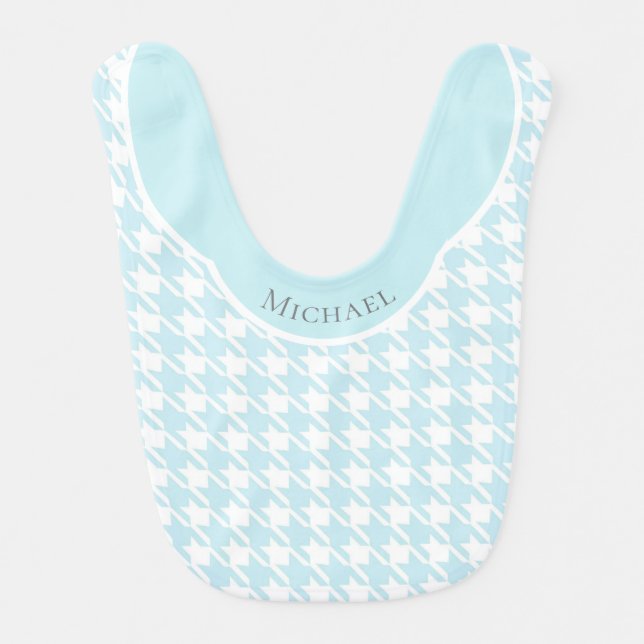 Personalized  Name Blue Check  Baby Bib (Front)
