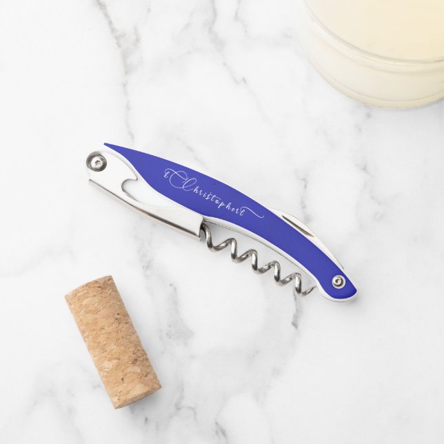 Personalized Name Blue Color  Corkscrew (Front)
