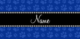 Paw Print Business Card Holders Zazzle Personalized Name Blue Dog Paw Print Desk Business Card Holder