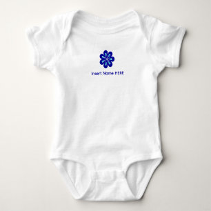Personalized Name Blue Floral Evil Eye 4 Good Luck Baby Bodysuit