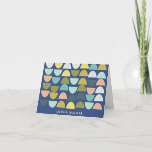 Personalized Name Blue Geometric Earthy Pastel Note Card
