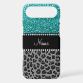 Personalized name blue glitter black leopard Case-Mate iPhone case (Back)