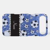 Personalized name blue glitter soccer balls iPod touch 5G cover (Back (Horizontal))